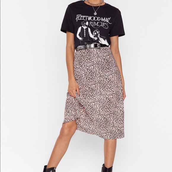Nasty Gal Dresses & Skirts - Nasty Gal Fierce Attitude Satin Midi Skirt Leopard